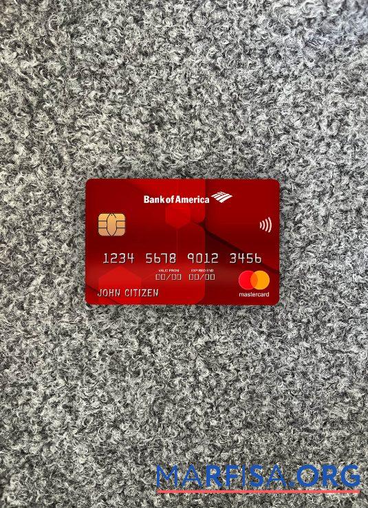 Realistic USA Bank of America bank mastercard red photolook front template